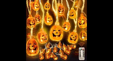 Halloween Lantaarns Decoratie- Halloween Pompoenen met Licht - Decoratie Buiten - Accesoires – Waterdicht Lampjes - Lachende Pompoen Lamp-Instelbaar Lichtjes / Lamp - 3M 20 LED Sets