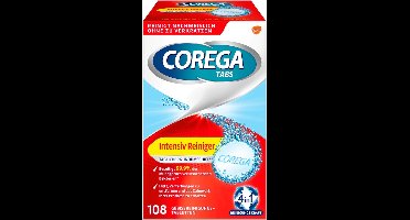 Corega gebitreinigings tabs 108 stuks intensieve reiniging tegen verkleuring
