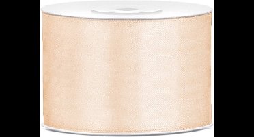 Partydeco Cadeaulint - creme - 5 cm x 25 meter - satijn - sierlint - inpakken - decoratie
