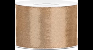 Partydeco Cadeaulint - goud - 5 cm x 25 meter - satijn - sierlint - inpakken - decoratie