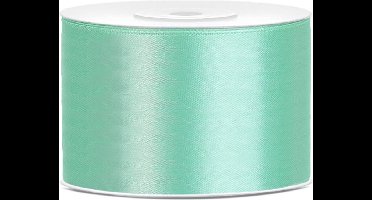 Partydeco Cadeaulint - mintgroen - 5 cm x 25 meter - satijn - sierlint - inpakken - decoratie