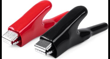 Krokodillenbek klemmen - 75mm - 25A - Rood/zwart - 2 stuks