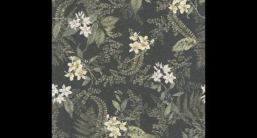 VARENS EN BLOEMEN BEHANG | Floraal - Zwart Groen Wit Geel - Living Walls Drawn Into Nature