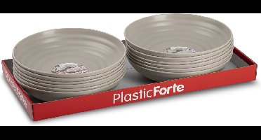 PlasticForte Rond bord/camping - diep bord - D19 cm - taupe - kunststof - soepborden