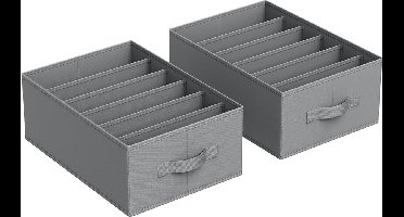 Set van 2 Kast-organizers, Kleding organizers 6-vaks kastorganisatoren, opvouwbare kledingorganizers, 42 x 30 x 17 cm, voor broeken, kleding, duifgrijs