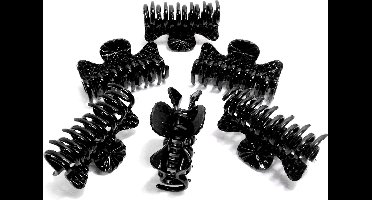 6 grote haarklemmen spikkel patroon 9 cm zwart