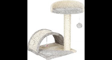 Springos Krabpaal - 2 Etages - Voor Katten - Meubelbescherming - 35 x 34,5 x 47 cm - Grijs/Beige
