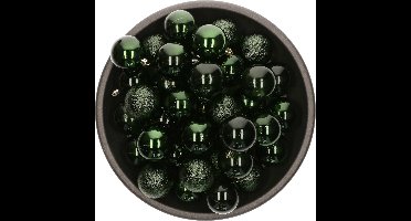 Decoris kerstballen - 25x stuks - 6 cm -kunststof - donkergroen