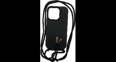 Siliconen Backcover Hoesje met Koord - Geschikt voor Appel iPhone 13 & 14 & 15 - Zwart