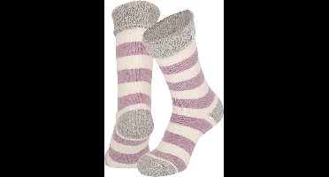 Apollo - Wollen Huissokken Fashion - Stripes - Paars - Maat 35/38