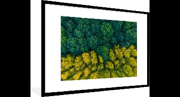 Fotolijst incl. Poster - Bos - Bomen - Geel - Groen - 120x80 cm - Posterlijst