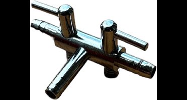Luchtslang Kraan - T stuk met 2 kranen - Metaal - Kraan voor luchtslang - Aquarium - Universele Kraan Geschikt voor slangmaat Ø 4/6 mm