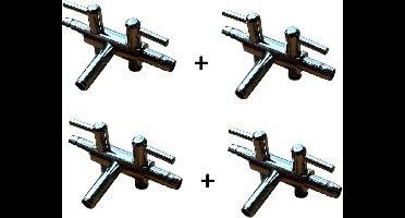 Luchtslang Kraan - T stuk met 2 kranen - Metaal - Kraan voor luchtslang - Aquarium - Universele Kraan Geschikt voor slangmaat Ø 4/6 mm - 4 stuks - Voordeelverpakking