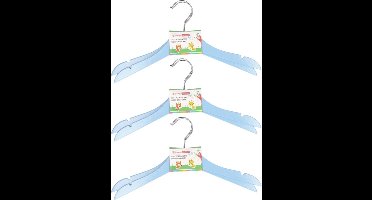 Stevige kledinghangers voor kinderen 8x stuks hout - Klerenhangers lichtblauw