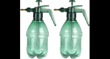 Set van 2x stuks kunststof drukspuiten/plantensproeiers groen 1,5 L - Waterverstuivers