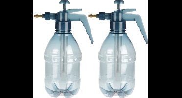Set van 2x stuks kunststof drukspuiten/plantensproeiers blauw 1,5 L - Waterverstuivers