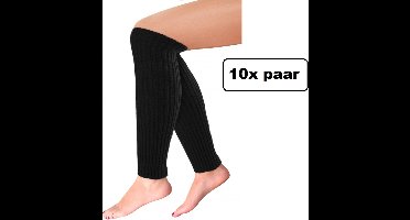 10x Paar Beenwarmers Milano zwart - Thema feest party disco festival partyfeest optocht