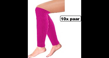 10x Paar Beenwarmers Milano neon roze-pink - Thema feest party disco festival partyfeest optocht