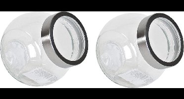 Gerimport Snoeppot/voorraadpot 1500 ml - 2x - glas - 17 x 13 x 16 cm - transparant