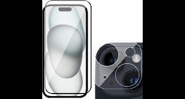 Screenprotector geschikt voor iPhone 15 Plus & Camera Lens Protector - Gehard Glas Screen Protector FullGuard