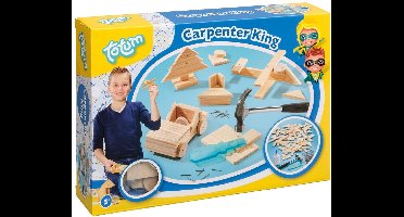 Totum Carpenter King junior Timmerset met hout en hamer - educatief constructie speelgoed bouwset - leren timmeren jongens en meisjes junior
