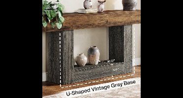 Sidetable – Wandtafel – Consoletafel – Haltafel – Bijzettafel – Landelijke Rustieke Stijl – 160x30x82 cm – Houten Twee Niveaus