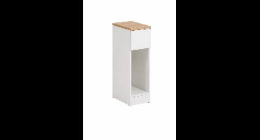Nachtkastje - Smal nachtkastje - Nachtkastje met lade - Bijzettafel voor Boxspring & Bed – Houten Top – Compact & Modern – Wit - 20 cm Breed