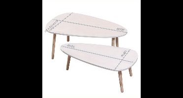 Salontafel Set – Nesting Tafels – Bijzettafels – Woonkamertafels – Houten Tafelset – Beukenhouten Poten – Krasbestendig & Makkelijk Schoon Te Maken – 98x61x39 cm & 88x48x33 cm