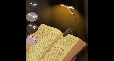 Oneay LED-leeslamp met drie koppen en clipbevestiging, 4 kleurstanden, oogvriendelijk leeslicht, geschikt voor slaapkamers en bureaus.