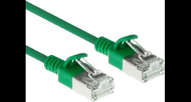 ACT Groene 2 meter LSZH S/FTP CAT6A slimline patchkabel snagless met RJ45 connectoren DB7702