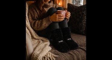 MikaMax Magnetron sloffen - Laarsjes - Uren Lang Warme Voeten - Verwarmde sloffen - One Size Fits All - T/m Maat 39 - Lavendel en Lijnzaad Vulling - Zwart