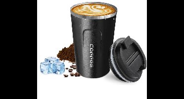 Roestvrijstalen Koffiebeker – Lekvrije geïsoleerde beker - Reiskoffiemokken- Theebeker - 380ml - Zwart