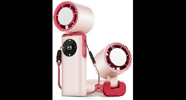 Draagbare handventilator - met ijskoeling - 6000 mAh - 199 traploze snelheidsstanden - lange batterijduur - turboventilator - oplaadbare mini-ventilator voor persoonlijk gebruik, ideaal voor op reis, buitenactiviteiten en make-up - roze