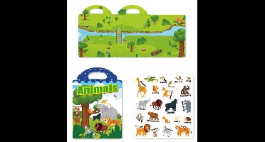 Herbruikbaar Jelly Stickerboek met Dierenthema, Vroege Educatie Stickerboek, Herbruikbare Silicone Sticker Puzzel voor Kinderen van 2-4 Jaar, Focusontwikkeling, Rustig Speelgoed, Cadeau voor Peuters