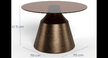 Salontafel Warren Glas Bruin Brons Ø70cm - Giga Living