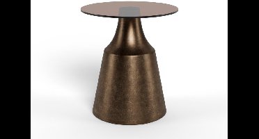 Salontafel Warren Glas Bruin Brons Ø45cm - Giga Living