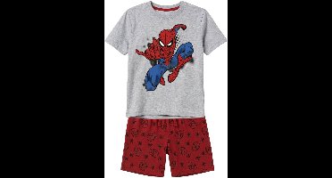 Spiderman Shortama - Maat 122/128 - Katoen - Rood - Grijs - Kind