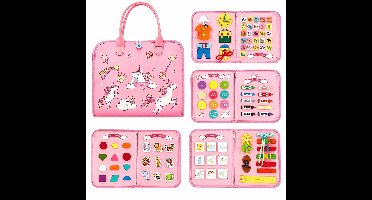 Busy Board - Montessori speelgoed - Activiteitenbord - Sensorisch speelgoed - Educatief speelgoed - Montessori activiteitenboek - Nederlands - Roze