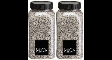 Mica Decorations decoratie stenen/granulaat - 2x - 650ml - lichtgrijs - hobby steentjes