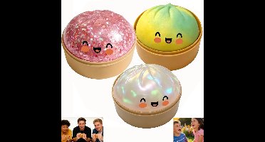 3 Stuk Dumpling Stressbal - 10 cm grote zachte dumpling, zacht deeg voor ontspanning, stressverlichtende bal, zacht en niet-plakkerig