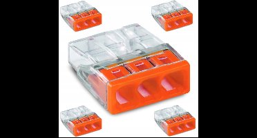 WAGO 2273-203 - 3-Voudige lasklem - Push-in voor massieve aders - 0,5-2,5mm² - 5 Stuks