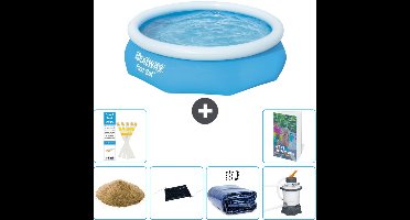 Bestway Rond Opblaasbaar Fast Set Zwembad - 305 x 76 cm - Blauw - Inclusief Filterzand - Solar Mat - Solarzeil - Zwembadfilterpomp - 7-delig