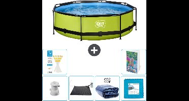 EXIT Rond Lime Frame Zwembad - 300 x 76 cm - Inclusief Pomp Solar Mat - Solarzeil - Vloertegels - 7-delig