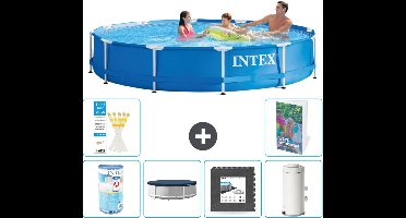 Intex Rond Frame Zwembad - 366 x 76 cm - Blauw - Inclusief Filter - Afdekzeil - Vloertegels - Zwembadfilterpomp - 7-delig