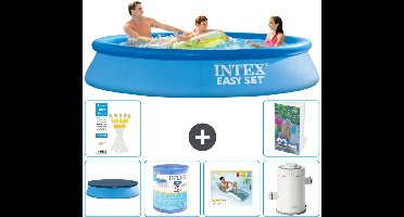 Intex Rond Opblaasbaar Easy Set Zwembad - 305 x 61 cm - Blauw - Inclusief Afdekzeil - Filter - Loungebed - Zwembadfilterpomp - 7-delig