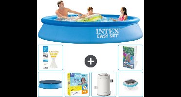 Intex Rond Opblaasbaar Easy Set Zwembad - 305 x 61 cm - Blauw - Inclusief Afdekzeil - Onderhoudspakket - Zwembadfilterpomp - Verlichting - 7-delig