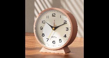 Roze 4,5-Inch Batterij-Aangedreven Retro Analoge Wekker, Kleine Stille Nachtkastje Klok, Met Verlichting Functie, Geen Tikkende Eettafel Decoratie Woonkamer, Slaapkamer, Bed, Plank