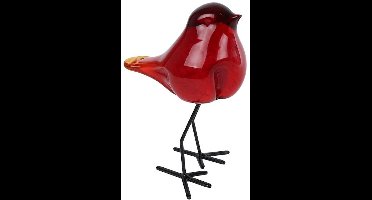 Vogel sculptuur decoratie op voet 11,5x8,5x15,5cm beeldje.