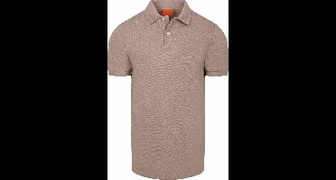 Suitable Poloshirt MEL Pique Camel - Maat M - Heren - Polo shirt Heren met Korte mouw