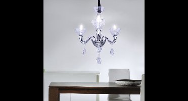Kristallen plafondlamp Moderne kroonluchter 3 vlam kristallen hanglamp glas, rookkleurig, chroom, 3x E14, DxH 58x135 cm